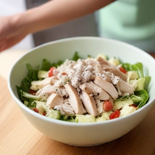 preparing the chicken salad