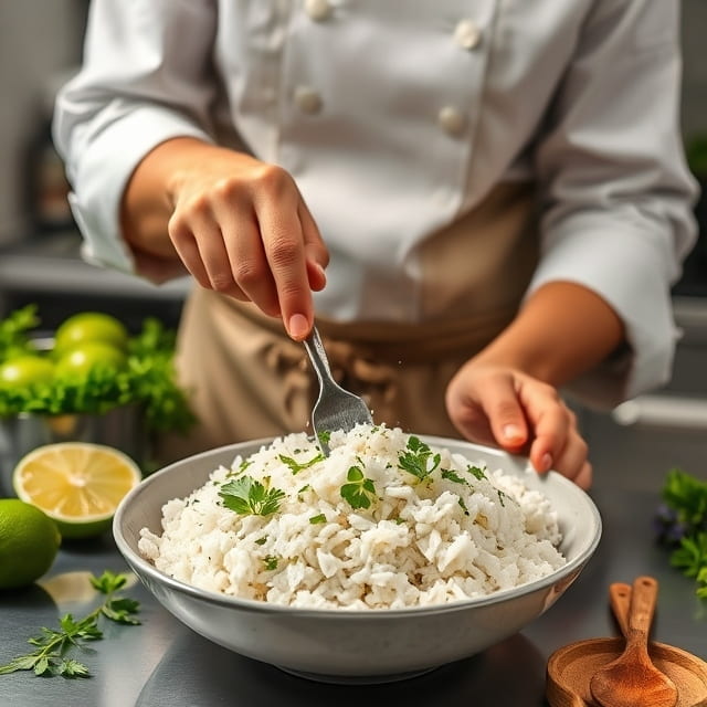 Preparing Coconut Lime Rice