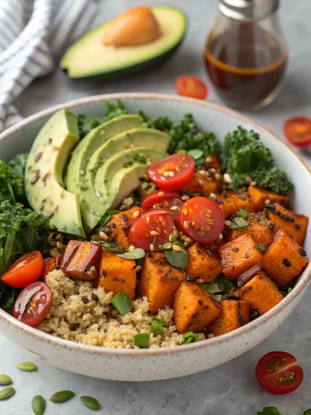 roasted sweet potato kale quinoa salad