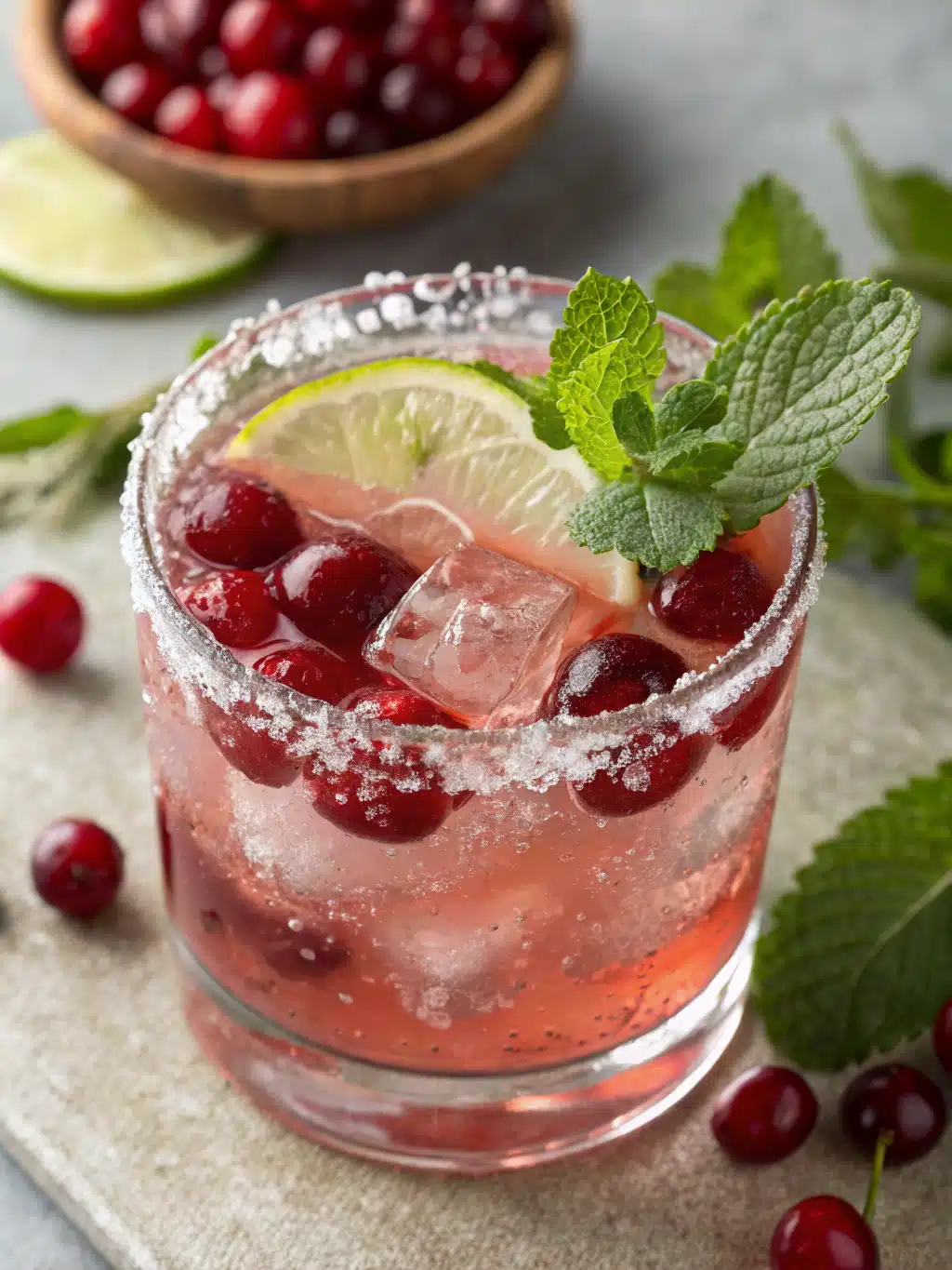 sparkling vodka cranberry with lime